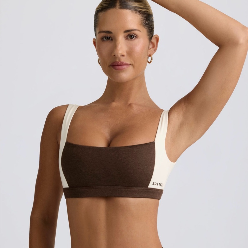 Bo+Tee OH POLLY Contrast Sports Bra in Pecan Marl
